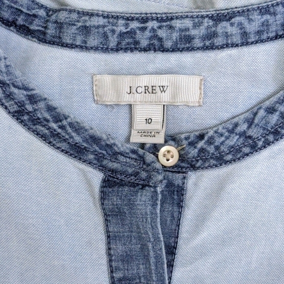 J Crew Chambray Pop Over Top - Picture 4 of 5